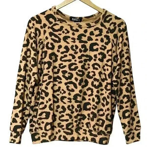 Buffalo David Bitton Womens XS Cheetah Gold Leopard Print Crewneck Sweater NWT